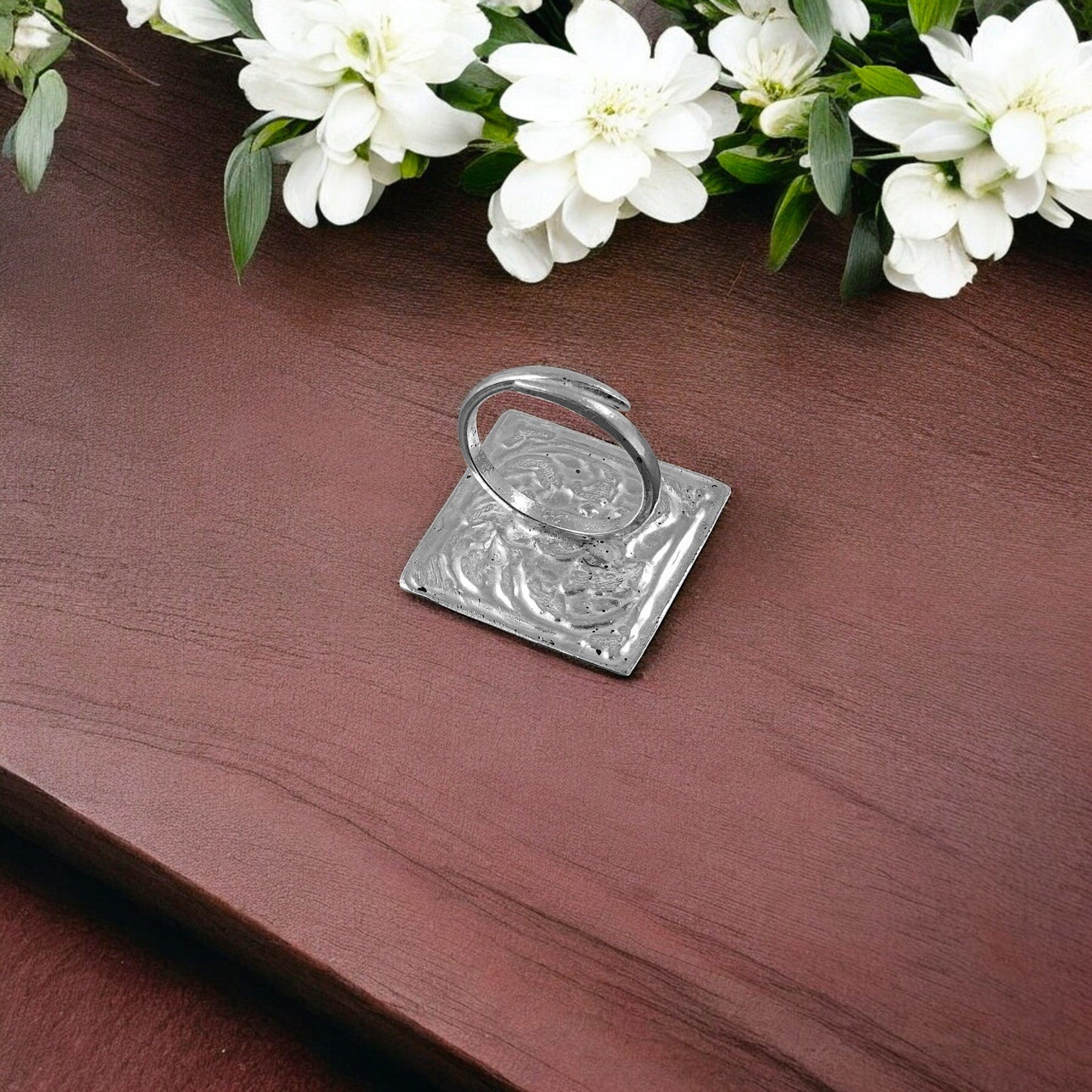 karmic balance silver ring (square chittai) image 3