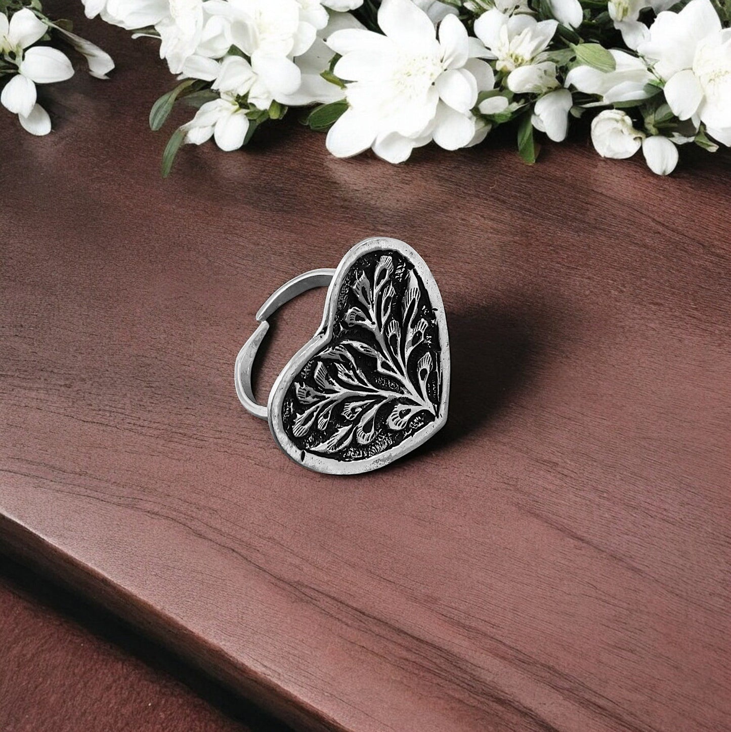 anahata love silver ring (heart chittai) image 1