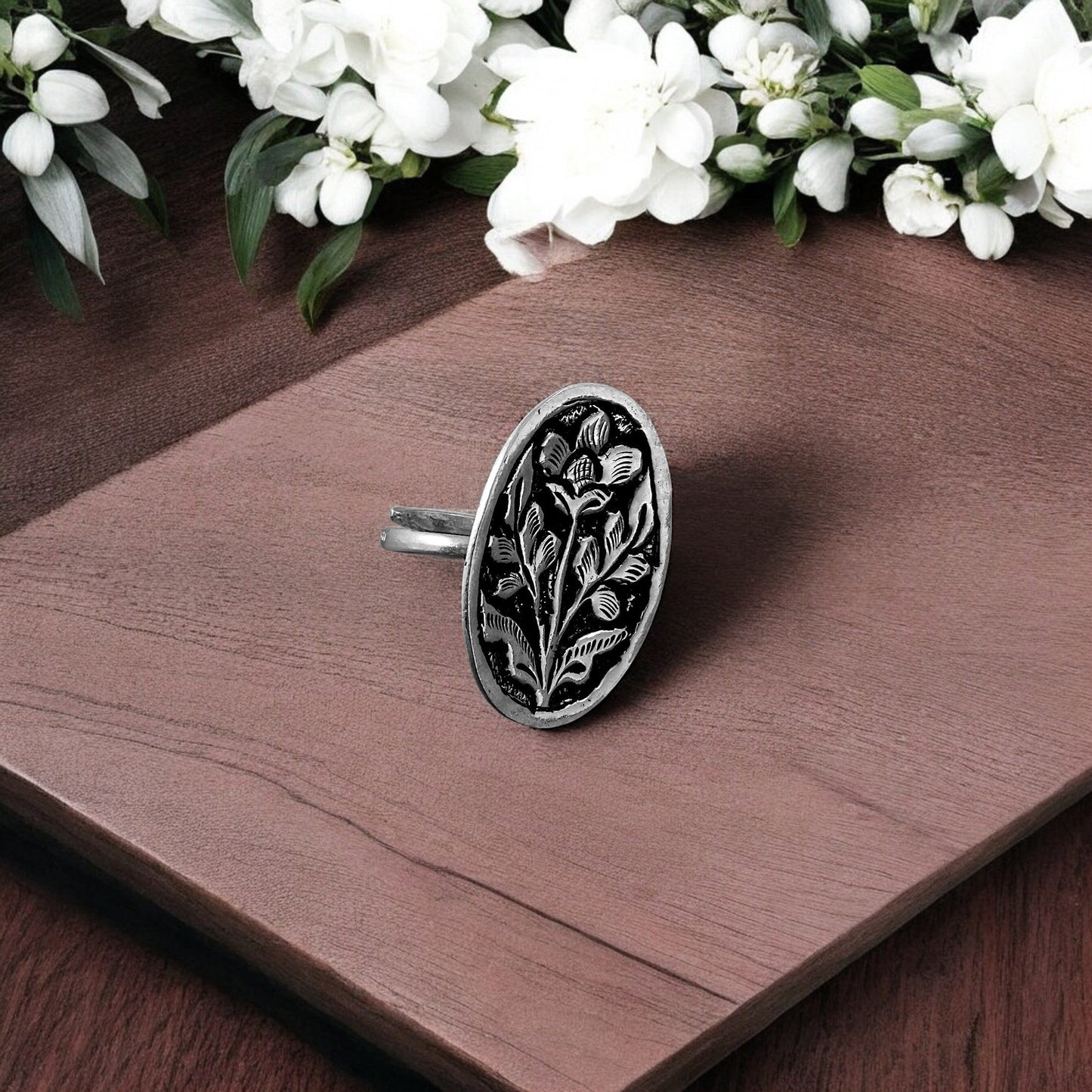 serene energy silver ring (oval chittai) image 1