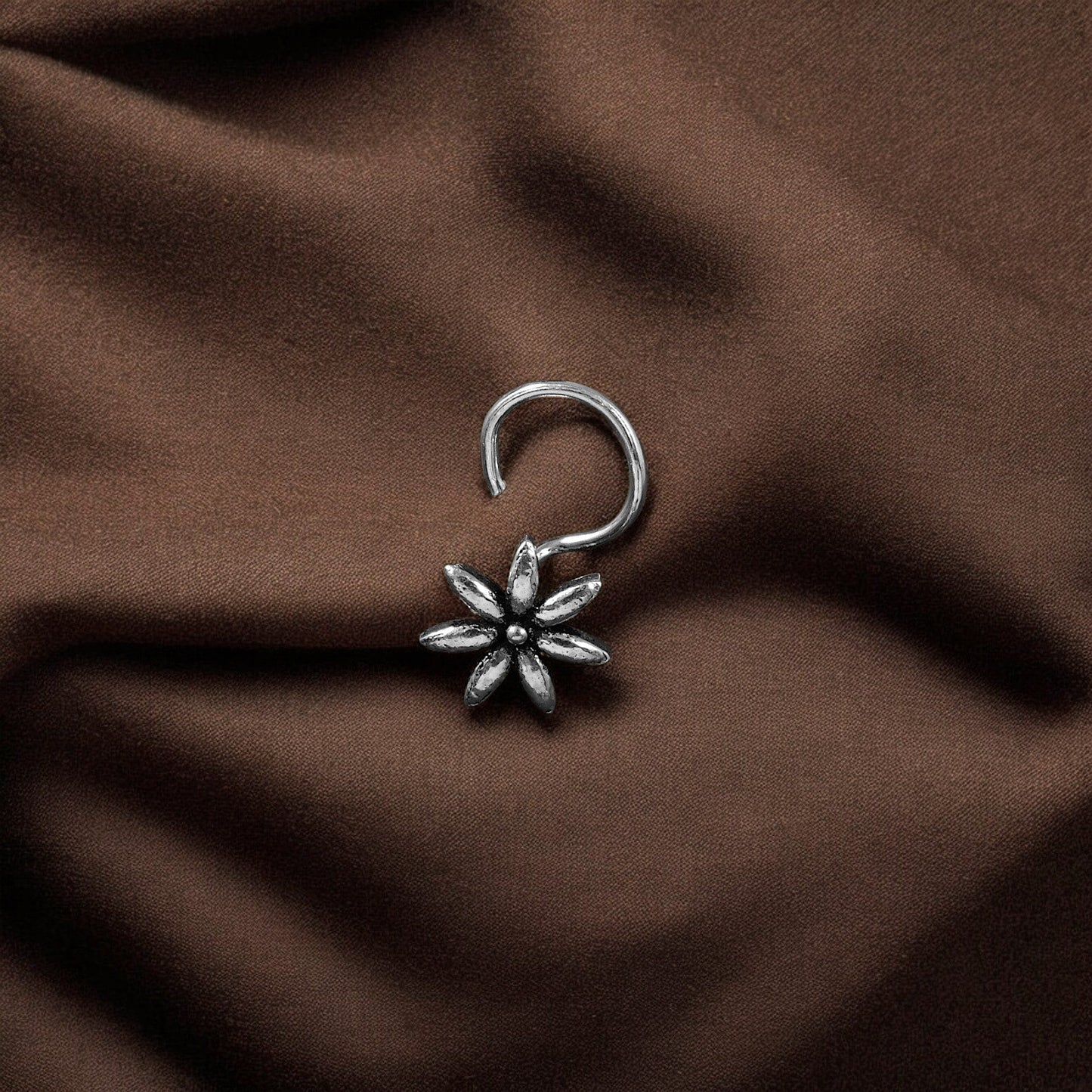 925 silver flower nose pin image 1