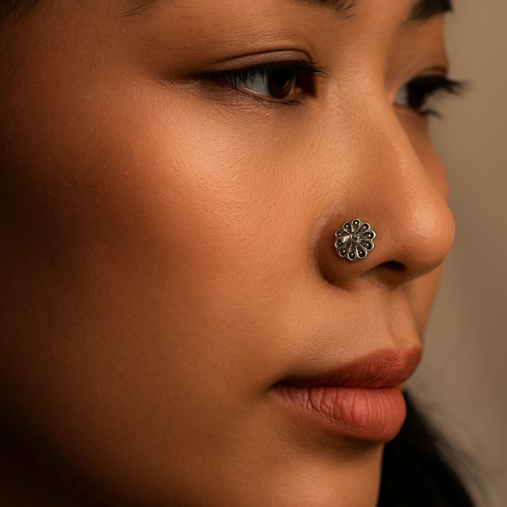 925 silver feather-shaped nose pin