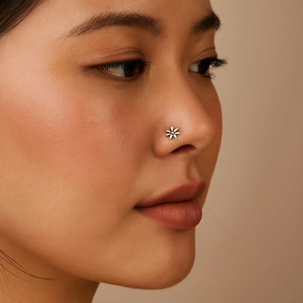 925 silver flower nose pin