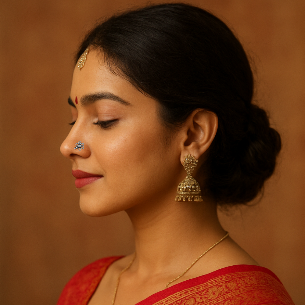 925 silver mandala-shaped nose pin