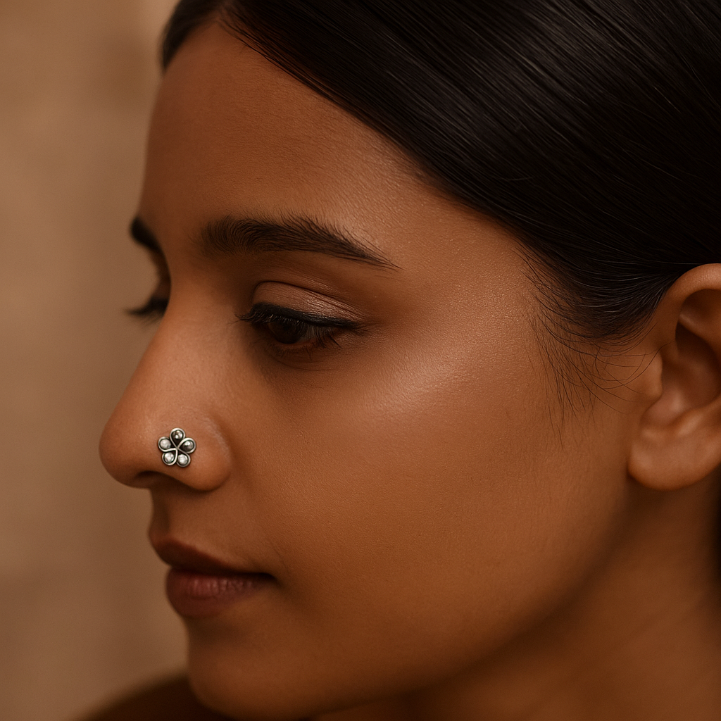 925 silver petal-shaped nose pin