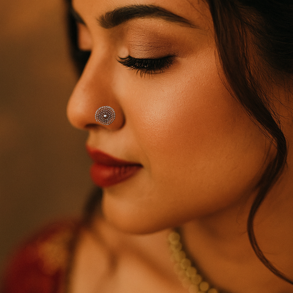 925 silver spiral-shaped nose pin