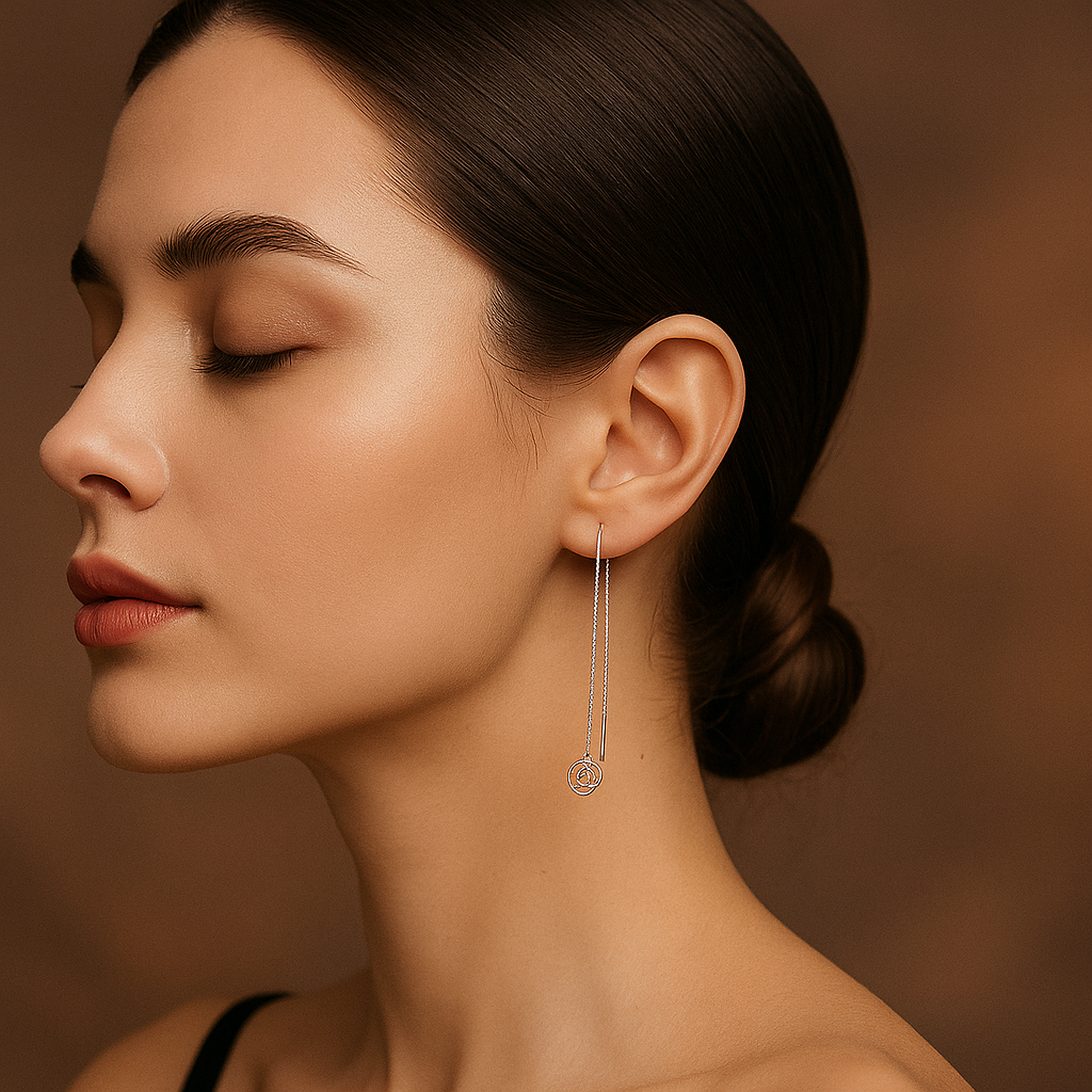 925 silver sui dhaga - multi circle earrings