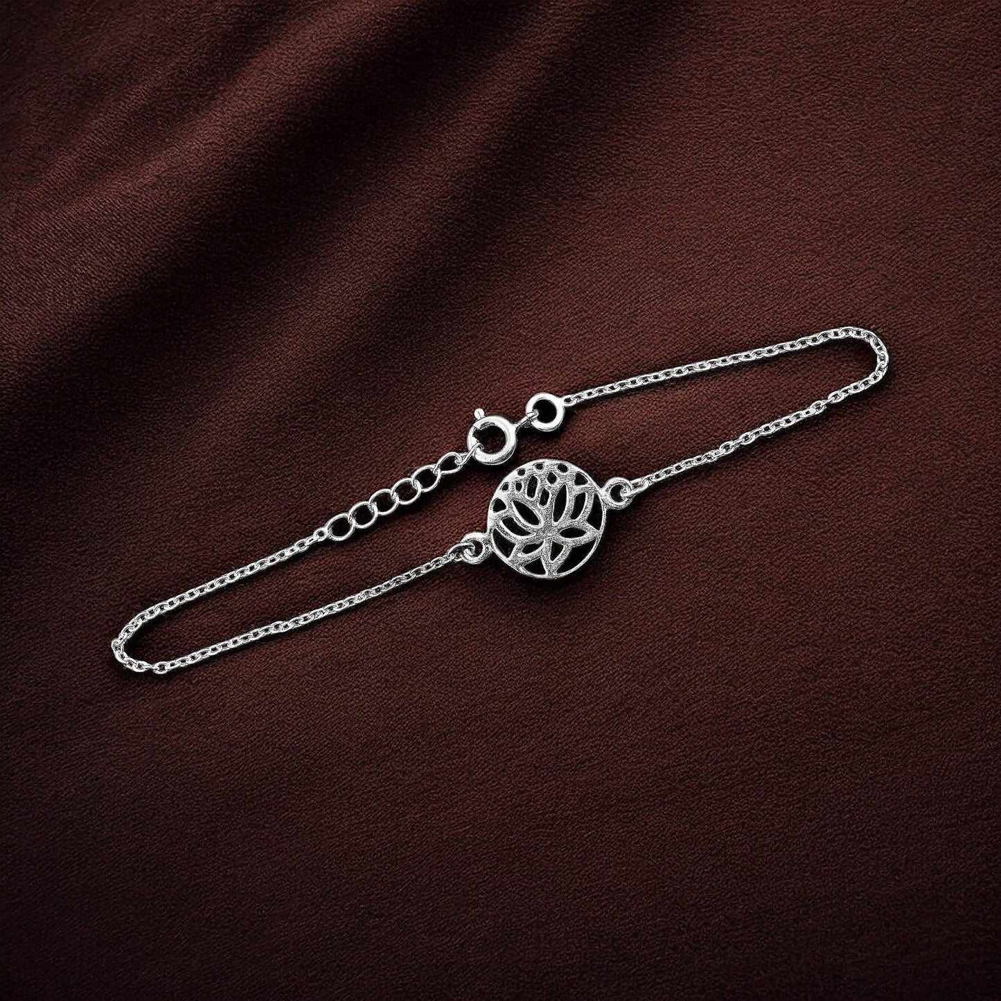925 silver bracelet in lotus design image 2