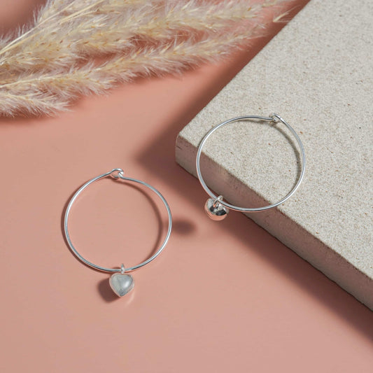 925 Silver Hoops Heart Earrings image 0