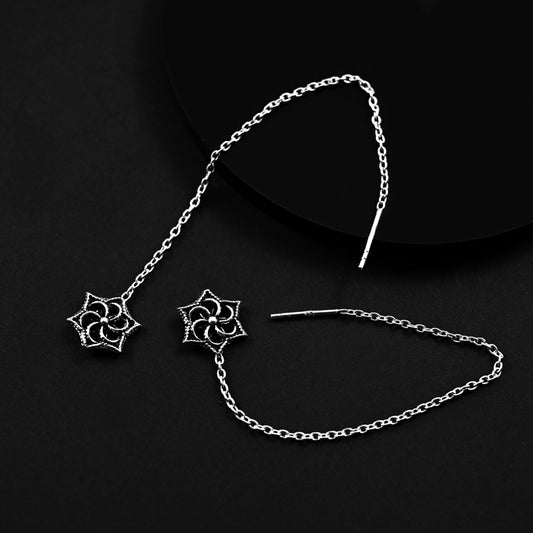 925 Silver Sui Dhaga - Star Phool Earrings image 0