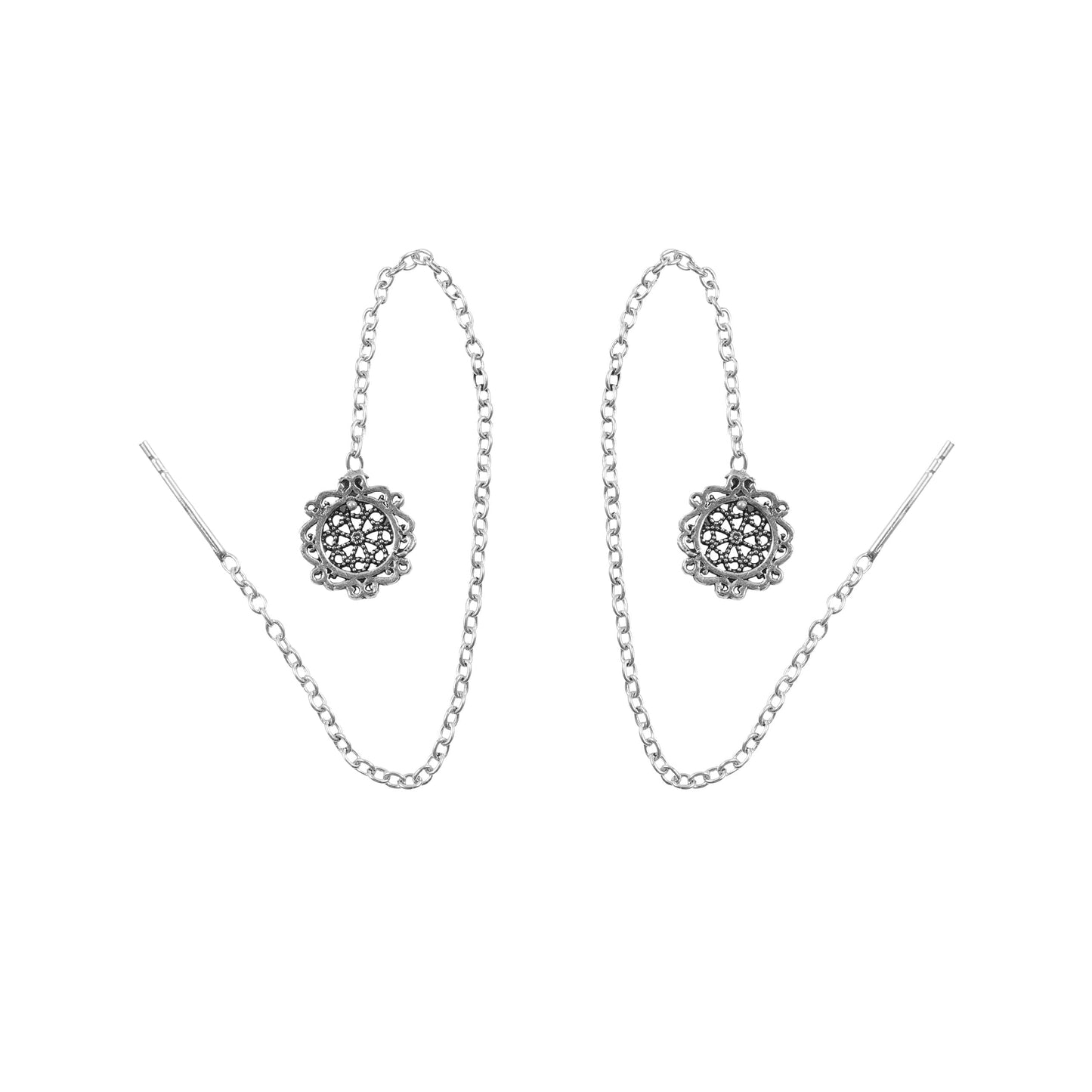 925 silver sui dhaga - round earrings image 1