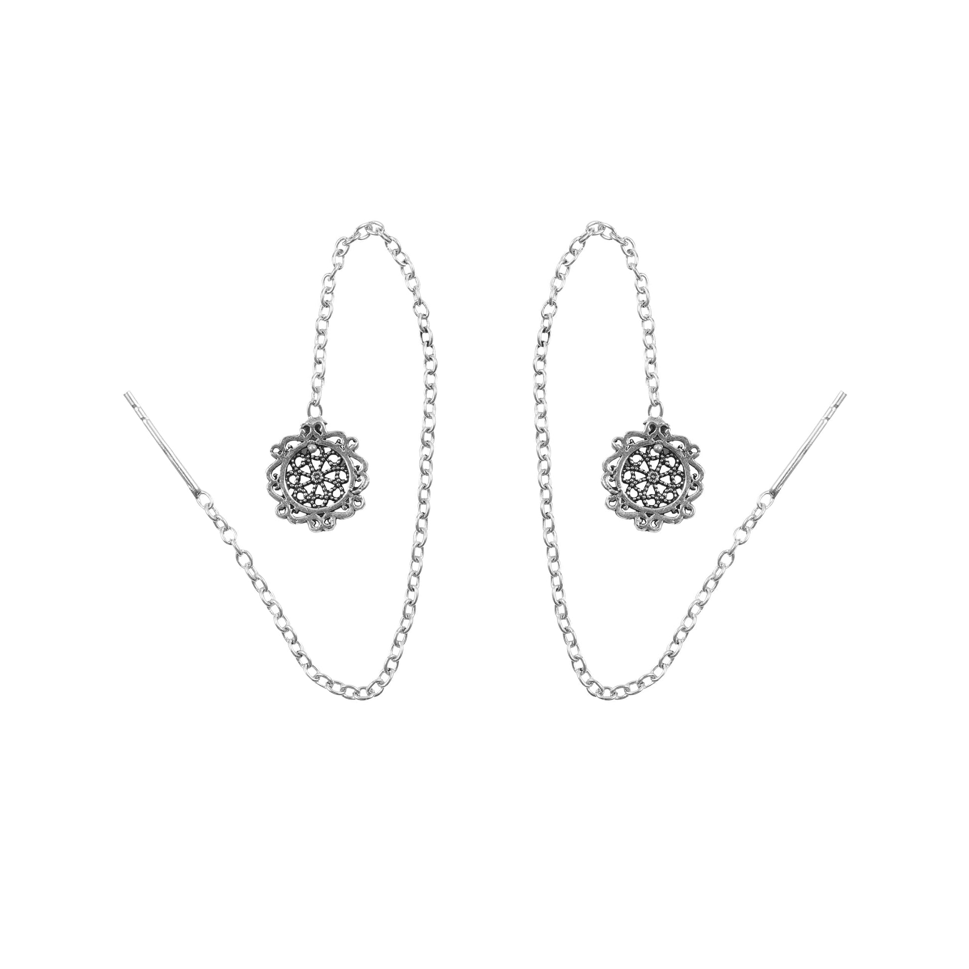 925 Silver Sui Dhaga - Round Earrings image 1