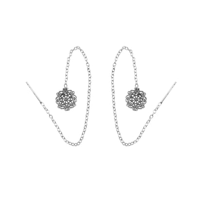 925 Silver Sui Dhaga - Round Earrings image 1