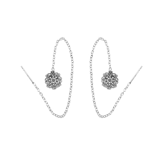 925 Silver Sui Dhaga - Round Earrings image 1