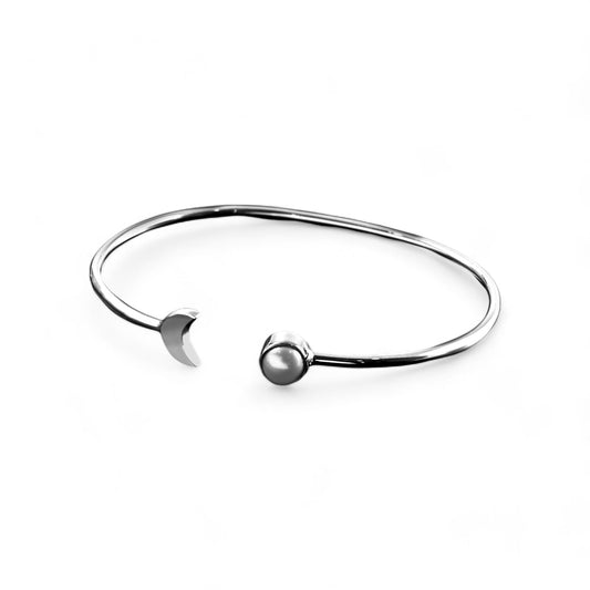 925 Silver Pearl Moon Bracelet image 1