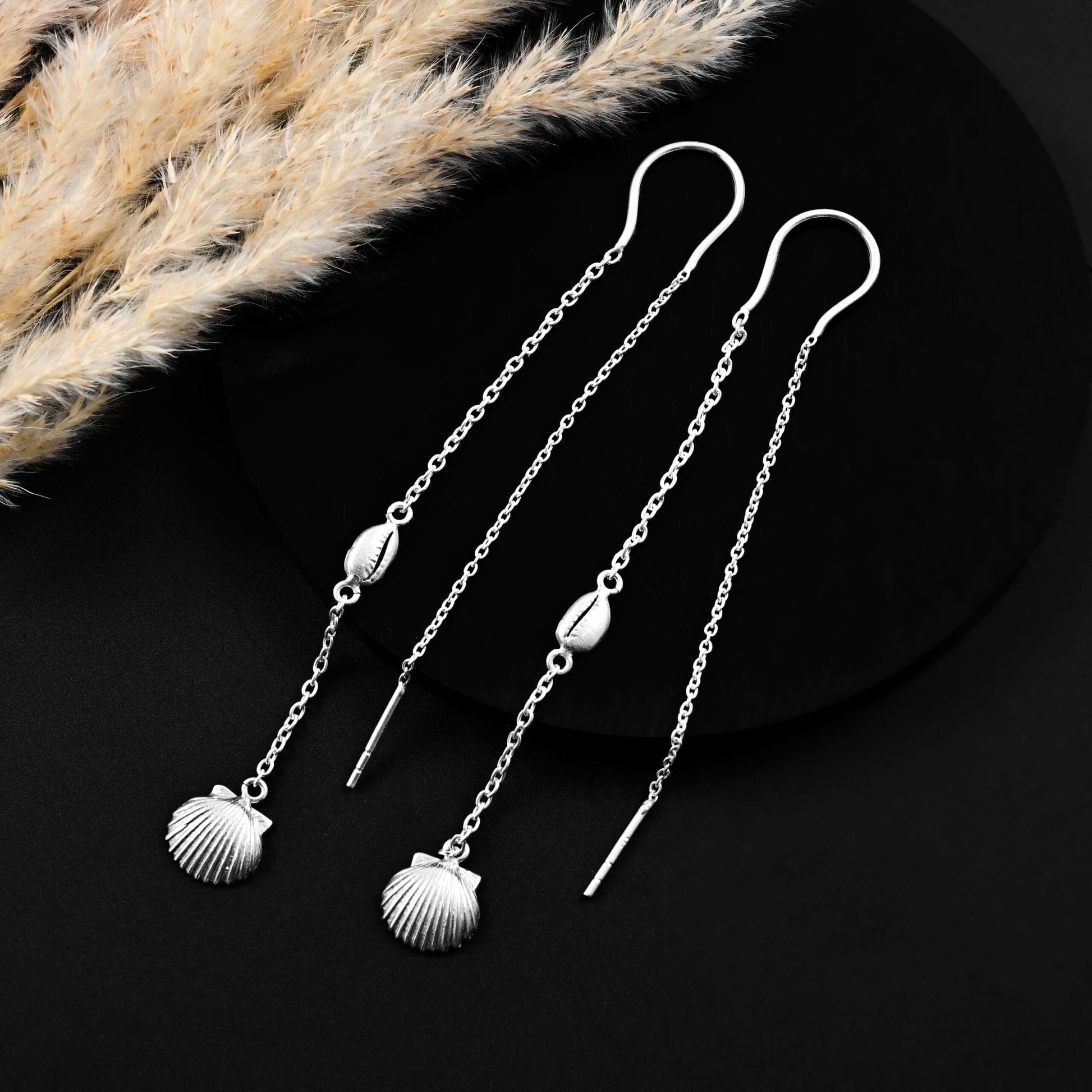 925 Silver Sui Dhaga - Shell Earrings image 0