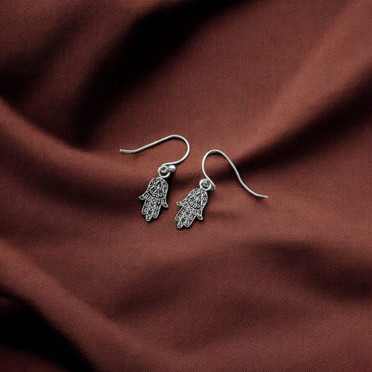 925 Silver Humsa Small Earrings image 0