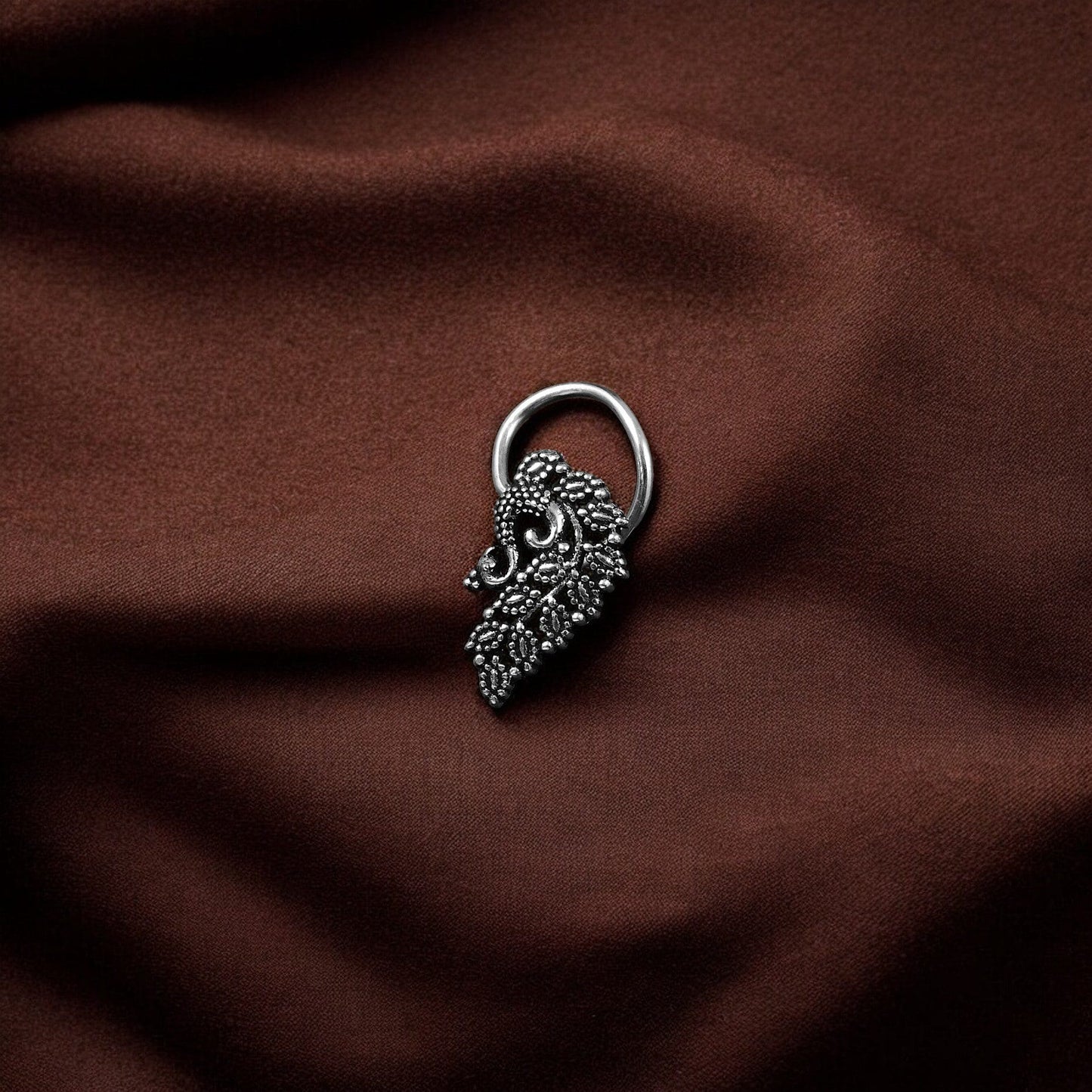 925 silver peacock nose pin image 1