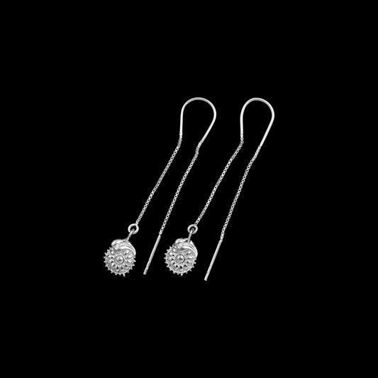 925 Silver Sui Dhaga - Phool Shell Earrings image 1