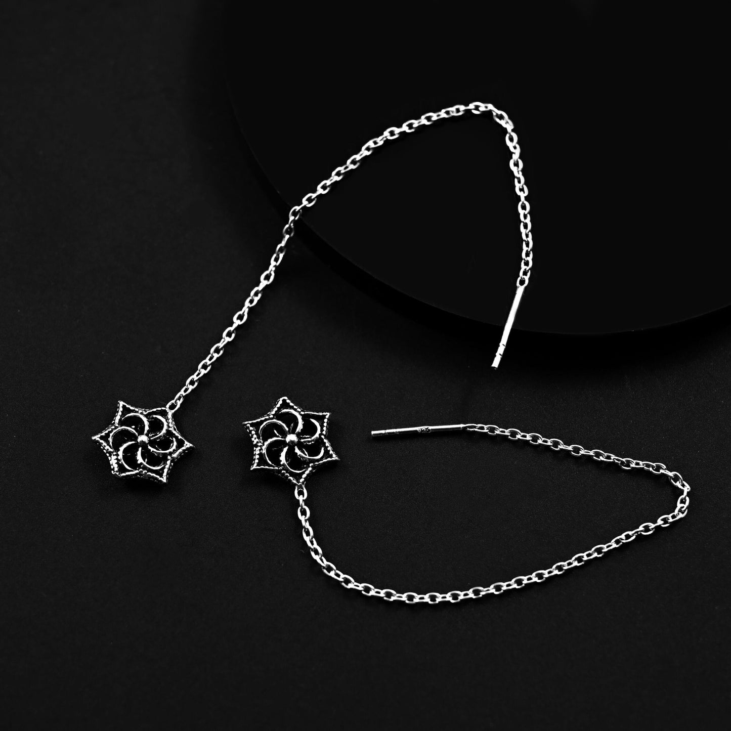 925 silver sui dhaga - star phool earrings image 1