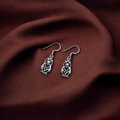 925 Silver Owl Big Earrings image 0