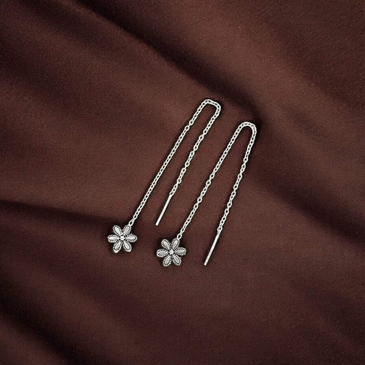 925 Silver Sui Dhaga - Phool Earrings image 0