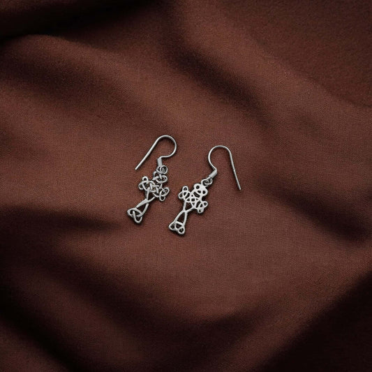 925 Silver Cross Jali Earrings image 1