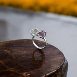 925 Silver Semi Twin Stone Ring