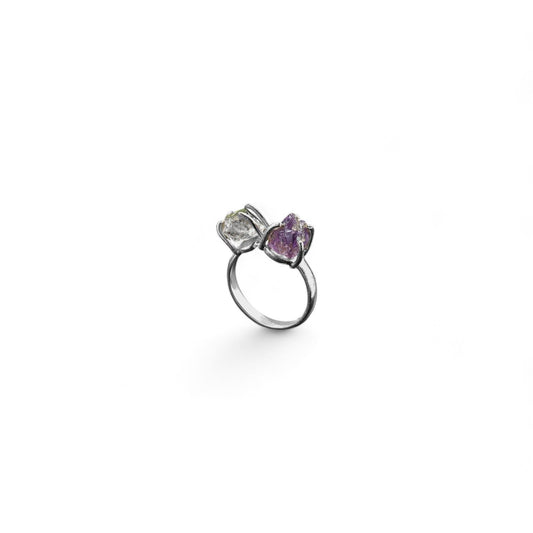 925 Silver Semi Twin Stone Ring