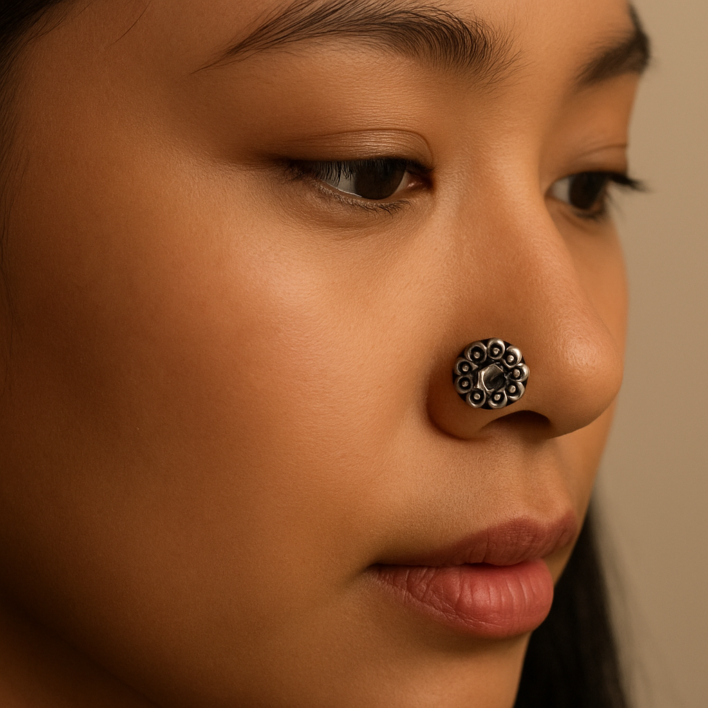 925 silver feather-shaped nose pin