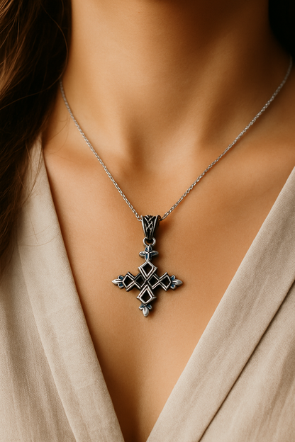 925 Silver  Square Mandala Pendent