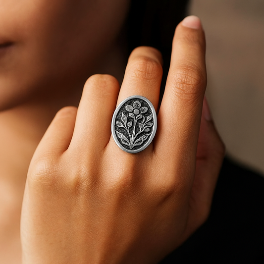 Serene Energy Silver Ring (Oval Chittai)