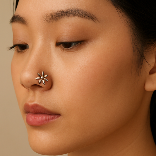925 Silver Flower Nose Pin