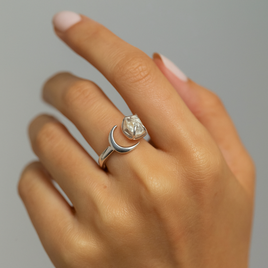 925 Silver Moon Semi Stone ring