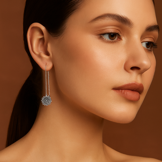 925 Silver Sui Dhaga - Round Earrings