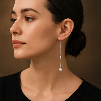 925 Silver Sui Dhaga - Shell Earrings