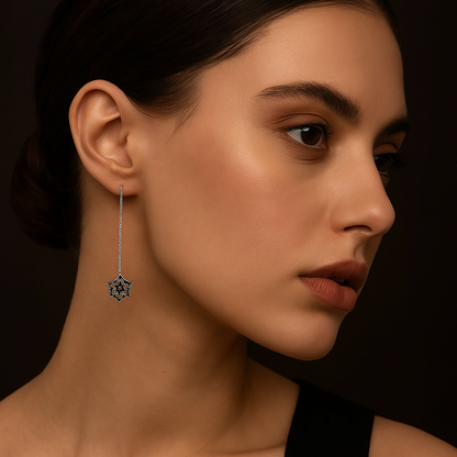 925 Silver Sui Dhaga - Star Phool Earrings