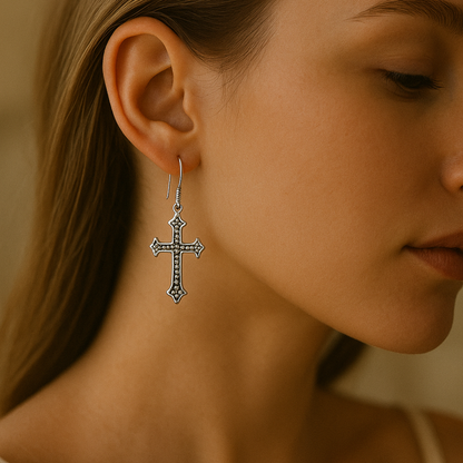 925 Silver Cross - Earring - 1