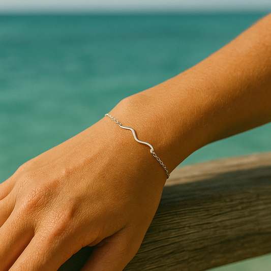 925 Silver Bracelet in Wave Bracelet Design - 1