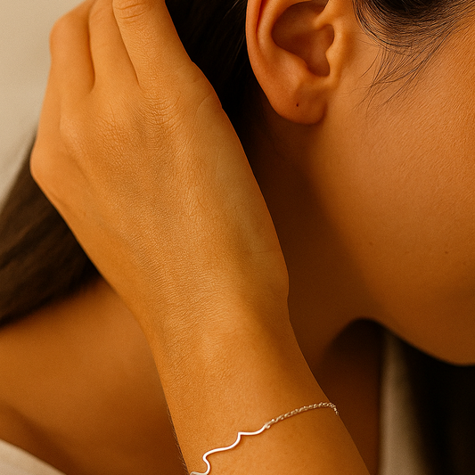 925 Silver Bracelet in Wave Bracelet Design - 1