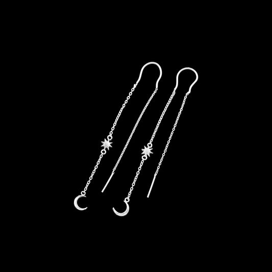 925 Silver Sui Dhaga - Moon Earrings image 1