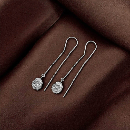 925 Silver Sui Dhaga - Phool Shell Earrings image 0