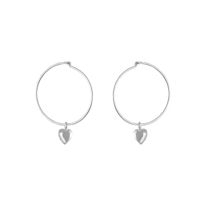 925 Silver Hoops Heart Earrings image 1
