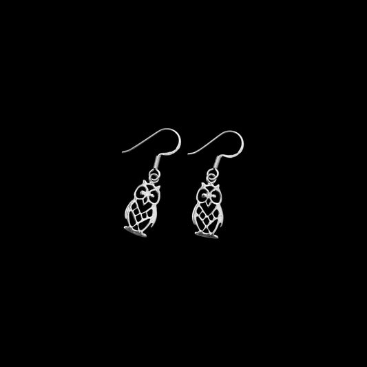 925 Silver Owl Big Earrings image 1