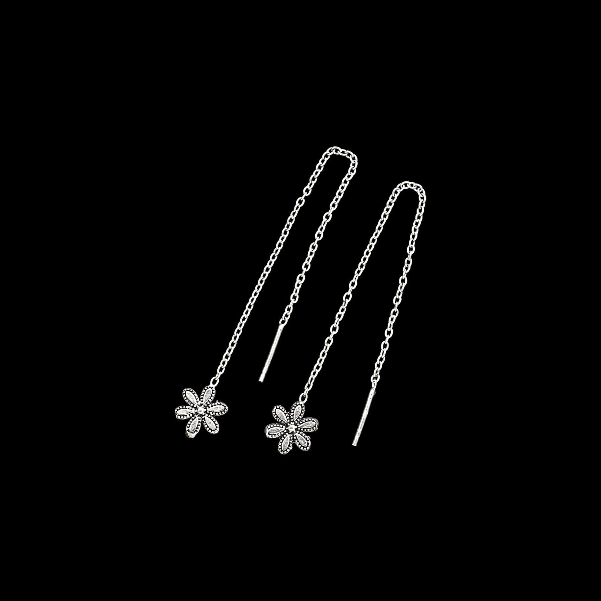 925 Silver Sui Dhaga - Phool Earrings image 1