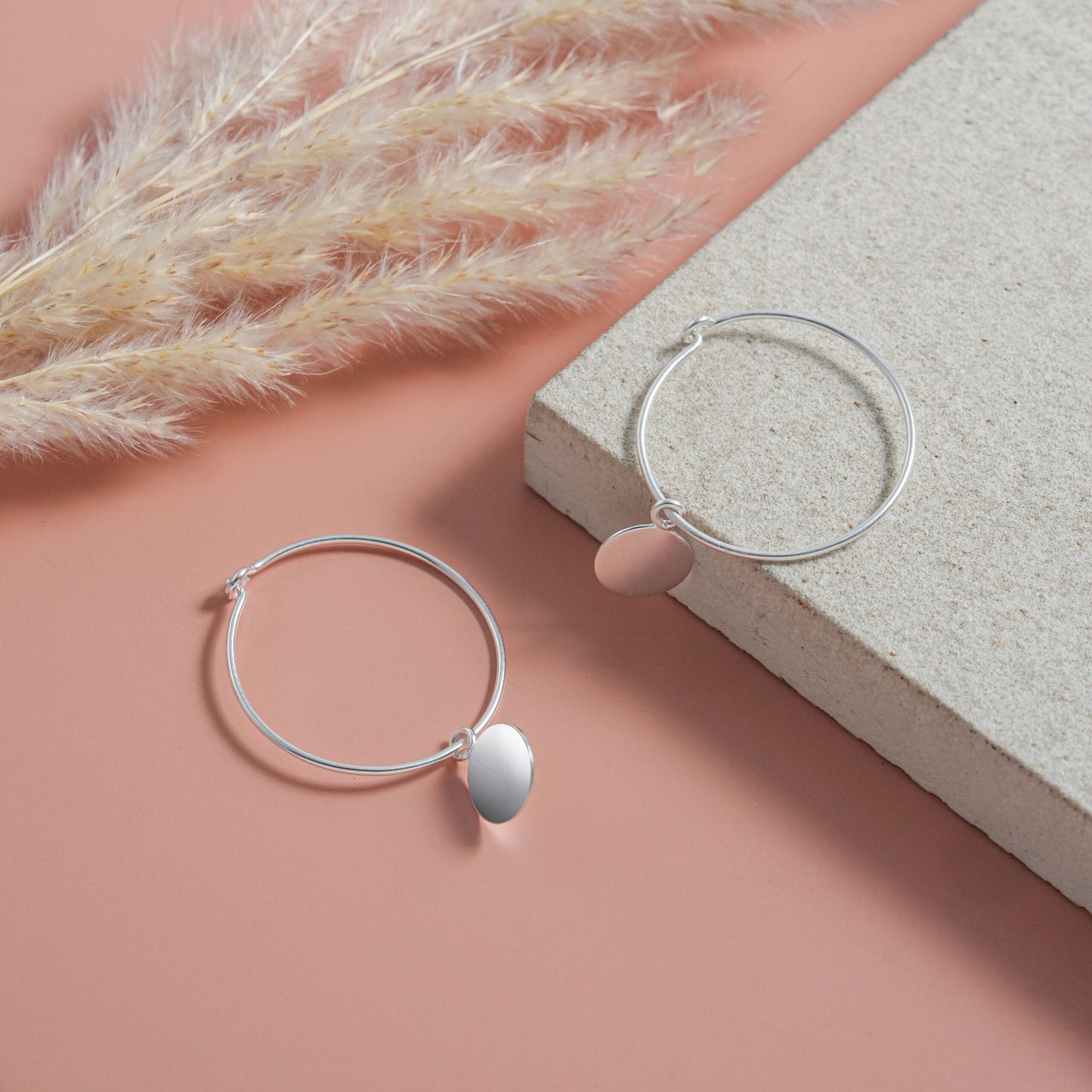 925 silver hoops round plate earrings image 0