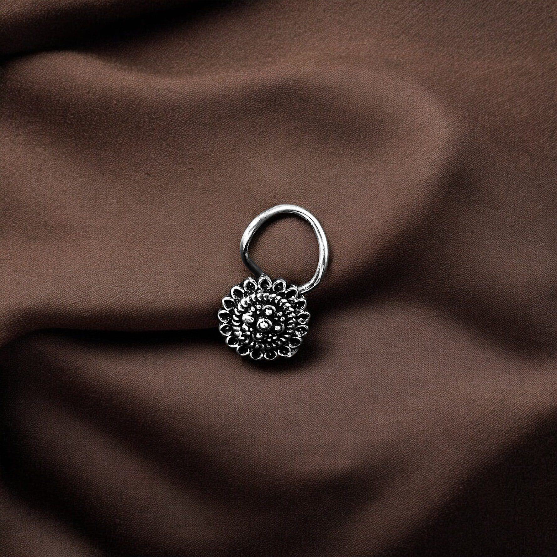 925 Silver Lotus Nose Pin image 1