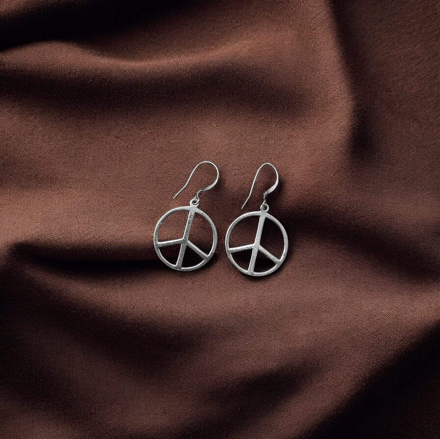 925 silver peace circle earrings image 1