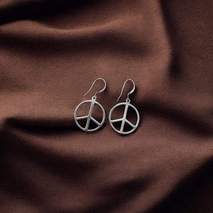 925 Silver Peace Circle Earrings image 1