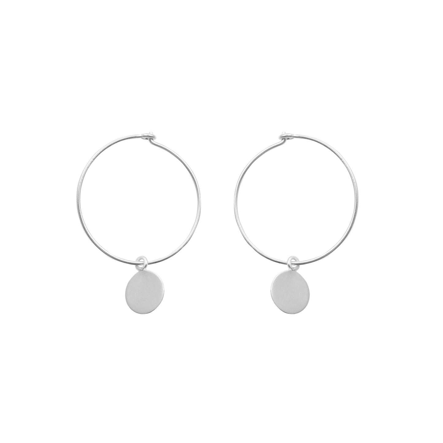 925 silver hoops round plate earrings image 1